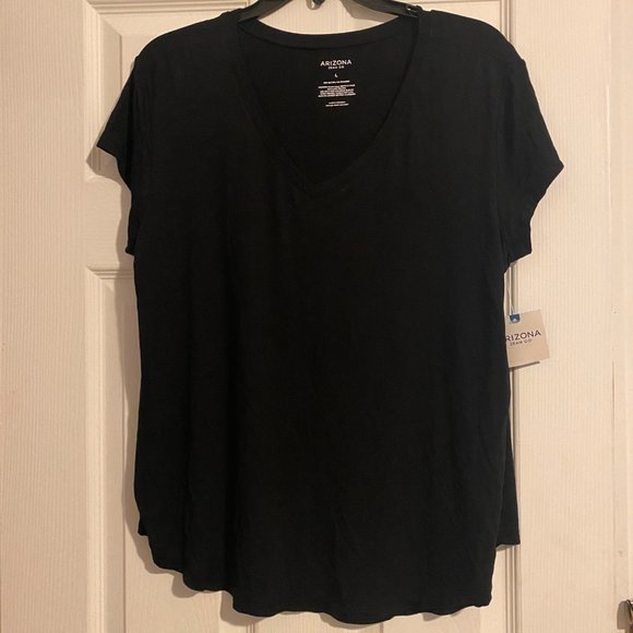 NWT ARIZONA JEANS CO. BLACK TUNIC SHIRT WOMEN SIZE L - Picture 1 of 3